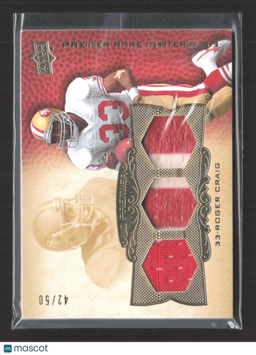 2008 Upper Deck Premier Rare Materials 3 Roger Craig #PP3-RC /50 Triple Jersey Patch