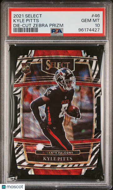 2021 Panini Select Kyle Pitts #46 Die Cut Zebra Prizm PSA 10