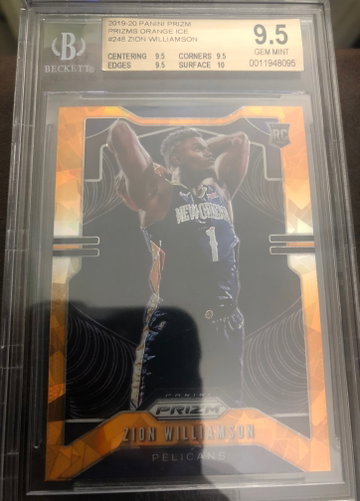 2019-10 Panini Prizm Orange Ice #248 Zion Williamson Pelicans RC SP BGS 9.5 ORANGE ICE 
