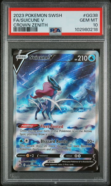 2023 Pokemon Sword and Shield Crown Zenith Galarian Gallery Suicune V #GG38 PSA 10