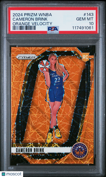 2024 Panini Prizm WNBA Cameron Brink #143 Orange Velocity PSA 10
