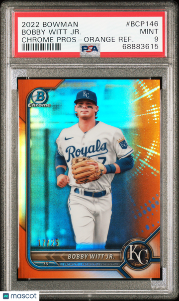 2022 Bowman Chrome Prospects Bobby Witt JR. #BCP146 Orange Refractor /25 PSA 9
