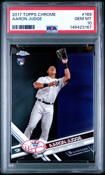 2017 Topps Chrome Catching Aaron Judge #169 PSA 10