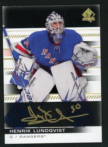 2019 Upper Deck SP Authentic 33 Henrik Lundqvist Rangers Auto