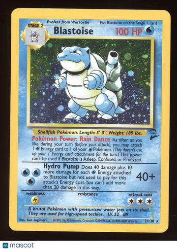 2000 Pokemon Base Set 2 Blastoise Holo Rare #2/130