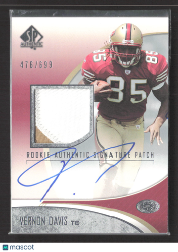 2006 Upper Deck SP Authentic Vernon Davis #257 /699 Rookie Authentic Signature Patch Event-Worn Patch
