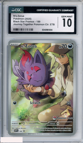 2025 POKEMON BLACK STAR PROMO NS ZORUA #189 JOURNEY TOGETHER PC ETB CGC 10