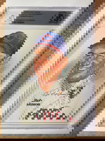 BOB LEMON 1980-02 PEREZ STEEL HALL OF FAME POSTCARD AUTOGRAPH AUTO