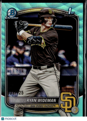 Ryan Wideman 2025 Bowman Chrome Aqua Wave Refractor San Diego Padres