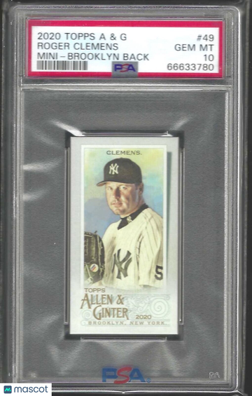 2020 Topps Allen & Ginter Roger Clemens #49 Mini Brooklyn Back PSA 10