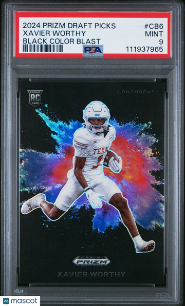 2024 Panini Prizm Draft Picks Black Color Blast Xavier Worthy #CB6 PSA 9