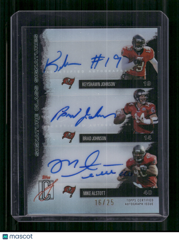 2025 Topps Signature Class Brad Johnson Mike Alstott Keyshawn Johnson #SCTS-KBM /25 Auto