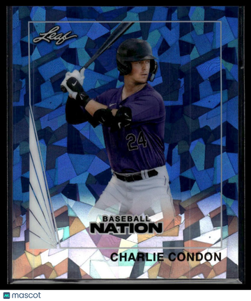 2026 Leaf Baseball Nation Charlie Condon #90B-14 1990 Leaf Mini Base Crystal Blue SN