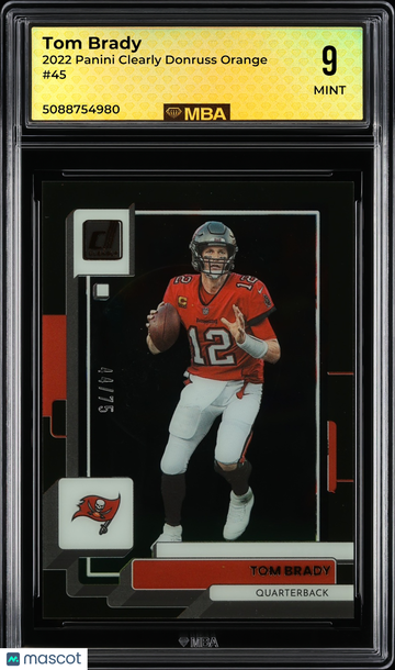 2022 Panini Clearly Donruss Tom Brady #45 Orange /75 MBA 9