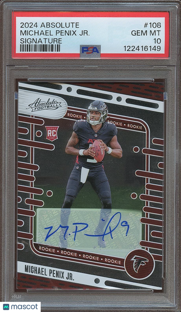 2024 Panini Absolute Michael Penix Jr. #108 Signature Rookie PSA 10