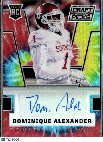 Dominique Alexander 2016 Panini Prizm Draft Picks RC Auto Tie-Dye /49 Oklahoma Sooners