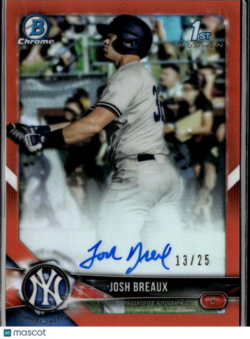 2018 Bowman Chrome Josh Breaux #CDA-JBR Red Refractor Red /25
