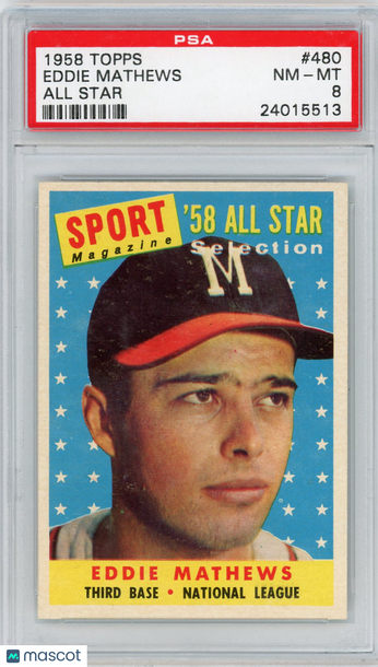 1958 Topps Eddie Mathews #480 All Star PSA 8