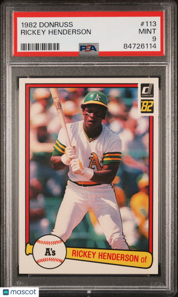 1982 Donruss Rickey Henderson #113 PSA 9