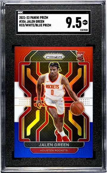 2021-22 Panini Prizm #306 Jalen Green Red/White/Blue Prizm SGC 9.5