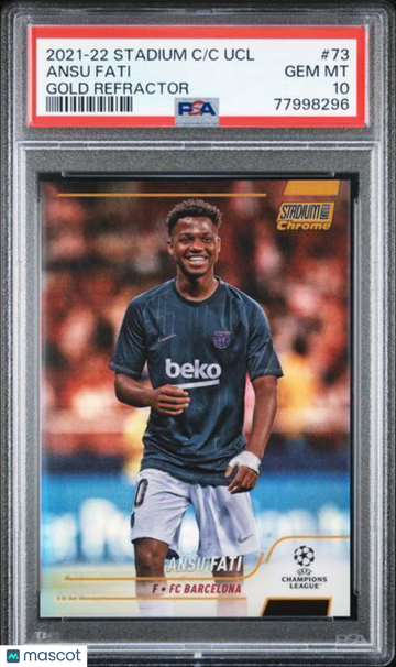 2021-22 Topps Stadium Club Chrome UEFA Champions League Ansu Fati #73 Gold Refractor PSA 10