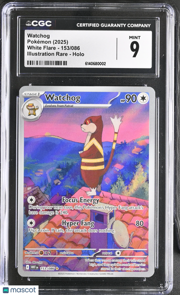 2025 Pokemon White Flare Watchog Holo Illustration Rare Illustration Rare CGC 9 #153/086