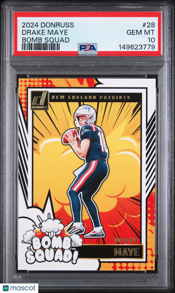 2024 Panini Donruss Drake Maye #28 Bomb Squad Rookie Insert PSA 10