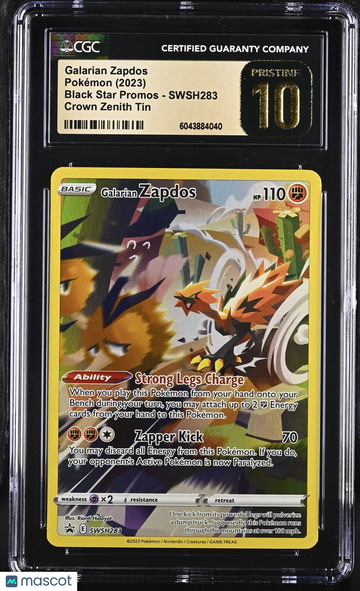 SWSH: Sword & Shield Promo Cards Galarian Zapdos Holo Black Star Promo CGC 10 #SWSH283