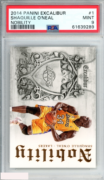 2014 PANINI EXCALIBUR NOBILITY SHAQUILLE ONEAL #1 LA LAKERS HOF PSA 9 MINT