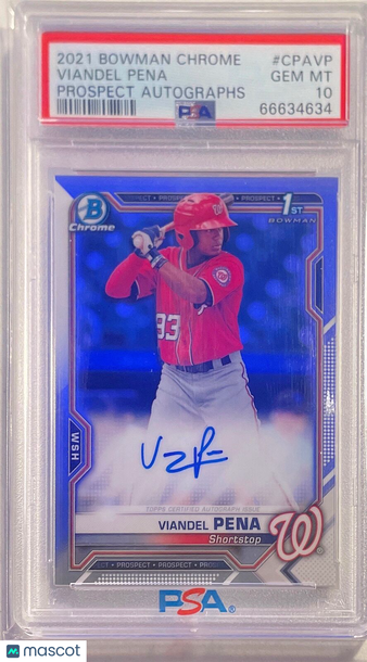 2021 Bowman Chrome Prospect Autographs Viandel Pena #CPAVP PSA 10