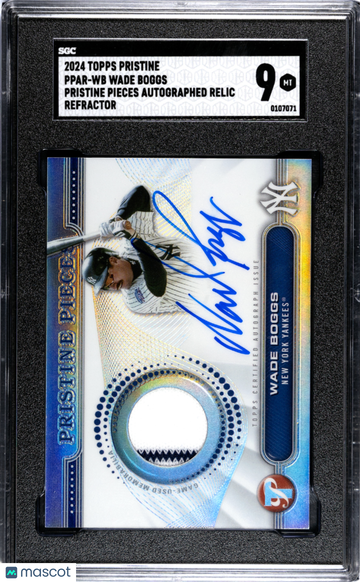 2024 Topps Pristine Wade Boggs #PPAR-WB Pieces Autograph Relic Refractor SGC 9