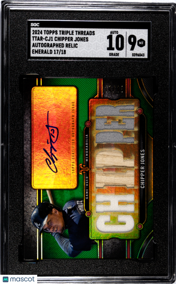 2024 Topps Triple Threads Chipper Jones #TTAR-CJ1 Autograph Relic Emerald SGC 9 Auto 10