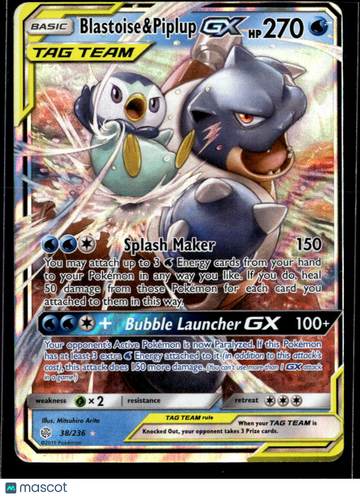 Blastoise & Piplup GX 2019 Cosmic Eclipse Holo Rare #38/236