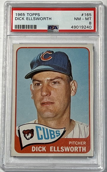 1965 Topps Dick Ellsworth PSA 8 Baseball #165 Chicago Cubs NM-MT