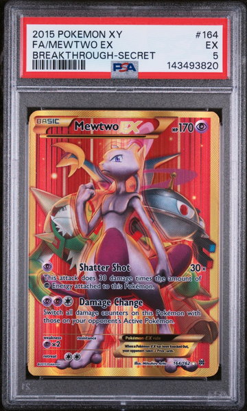 2015 Pokemon XY Breakthrough Secret Rare Mewtwo Ex #164 PSA 5