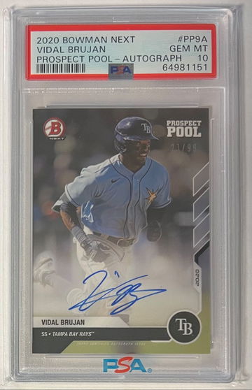 2020 Bowman Next Vidal Brujan /99 Auto PSA 10 Rays