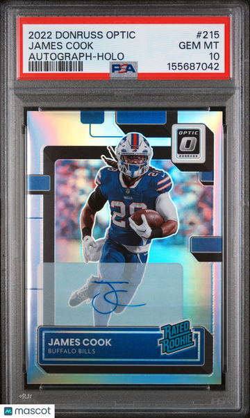 2022 Panini Donruss Optic James Cook #215 Autograph Holo PSA 10