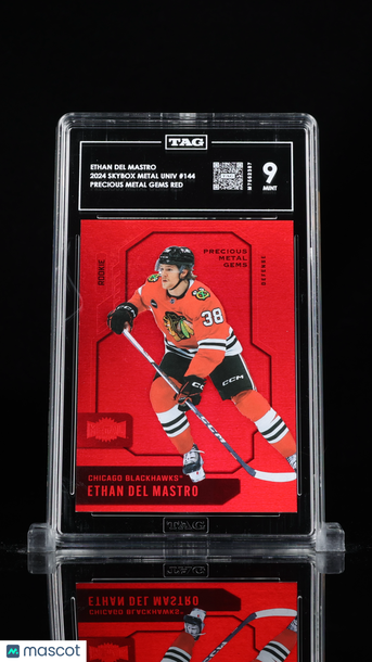2024 Skybox Metal Universe Ethan Del Mastro #144 Precious Metal Gems Red /100 Rookie TAG 9