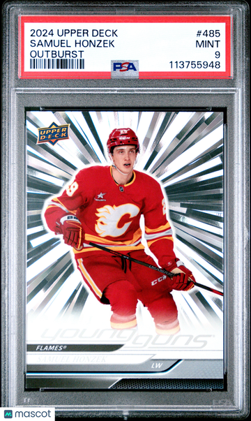 2024-25 Upper Deck Samuel Honzek #485 Outburst Rookie PSA 9