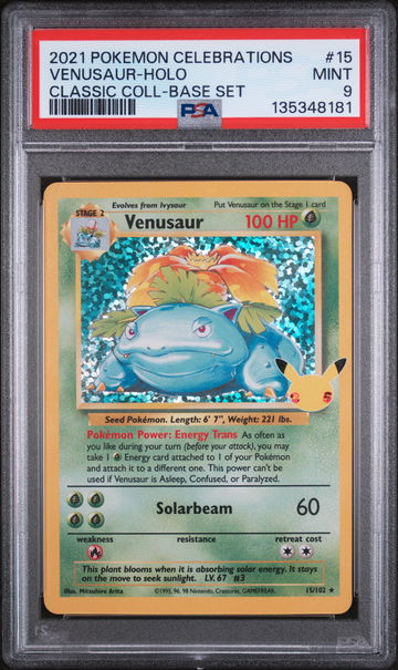 2021 Pokemon Celebrations Classic Collection Base Set Holo Venusaur #15 PSA 9