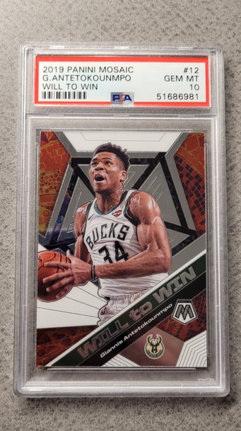 2019 Panini Mosiac Giannis Antetokounmpo Will To Win psa 10 