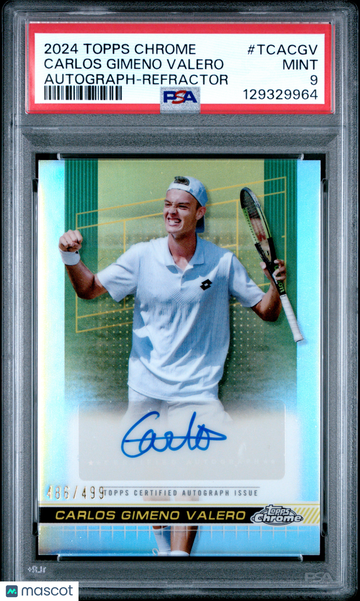 2024 Topps Chrome Tennis Autographs Carlos Gimeno Valero #TCACGV Refractor /499 PSA 9