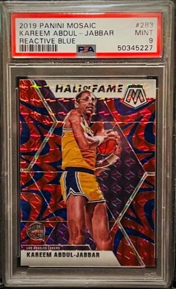 2019 Panini Mosaic Kareem Abdul-Jabbar Reactive Blue PSA 9