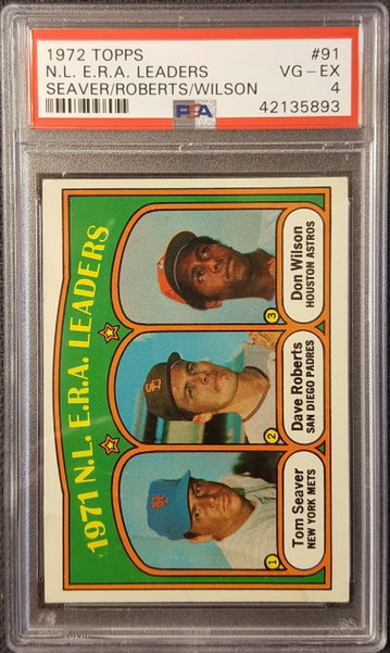 1972 Topps NL ERA Leaders Seaver PSA 4