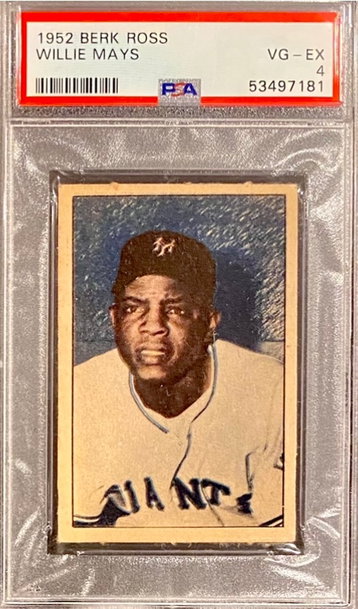 Fantastic 1952 Berk Ross Willie Mays PSA 4!
