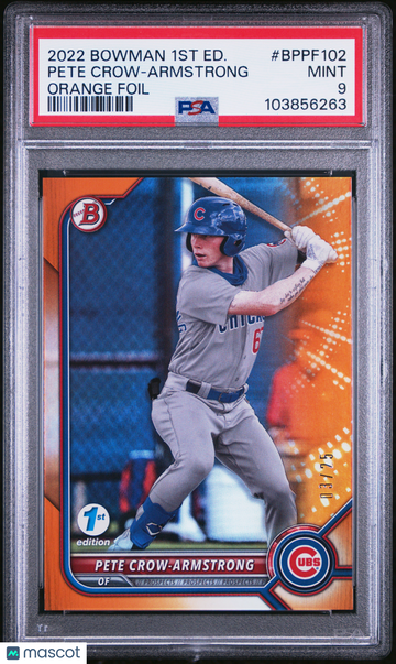 2022 Bowman 1st Edition Pete Crow-Armstrong #BPPF102 Orange Foil /25 PSA 9