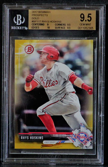2017 Bowman Prospects Gold /50 Rhys Hoskins BGS 9.5 Pop 1