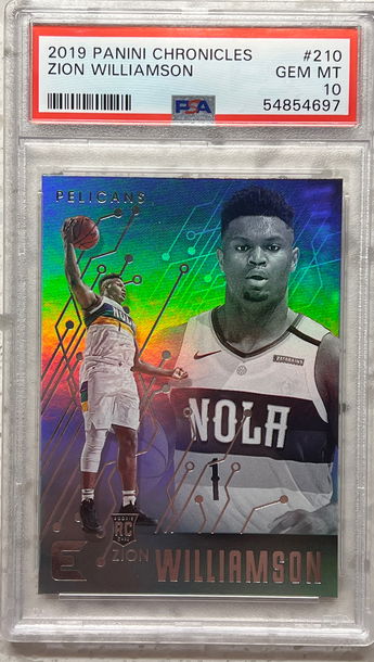 2019 panini chronicles Zion Williamson rc rookie psa 10 pelicans  gm mint duke