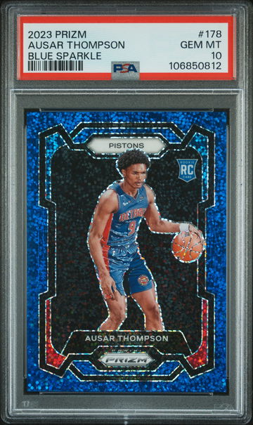 2023 Panini Prizm Blue Sparkle Ausar Thompson #178 /144 PSA 10