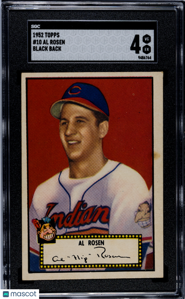 1952 Topps Al Rosen #10 Black Back SGC 4